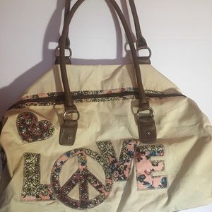 Union Bay duffel bag LOVE peace sign